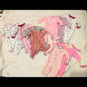 Bundle of Baby Girl 0-3/3m Sleep & Play Footed Pjs